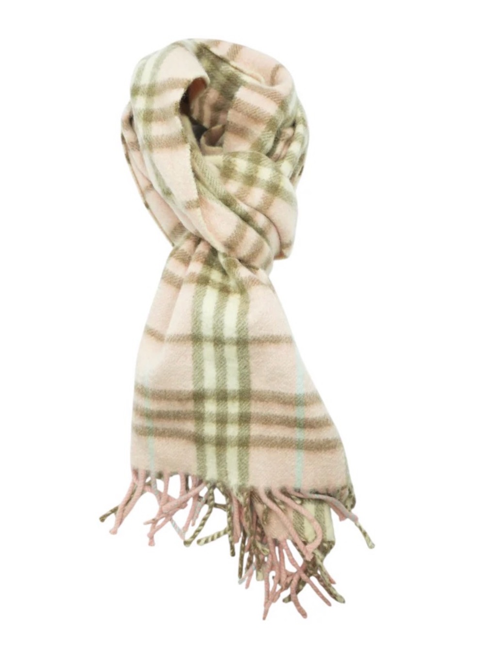 Burberry Pink Plaid Fringe Scarf